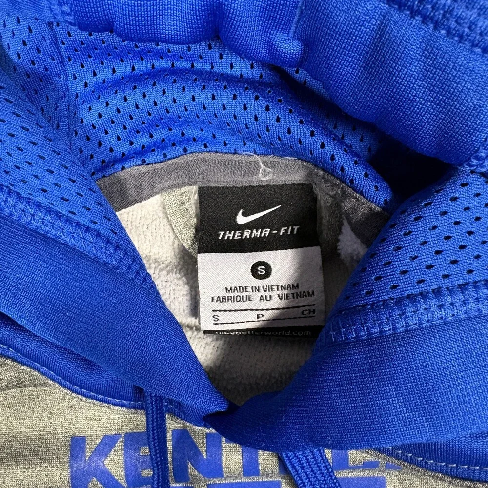 Nike Therma-Fit Kentucky Wildcats Pullover Hoodie Men's S Grey Blue White